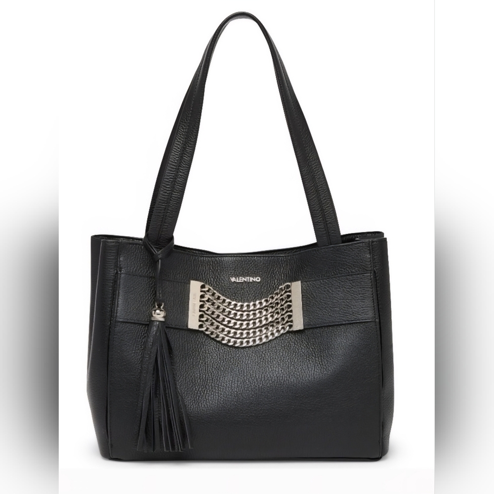Valentino By Mario Valentino Black Leather Tote Bag